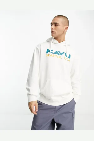 Kavu Spellout chest print hoodie in off