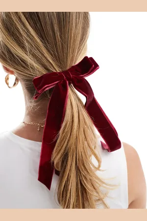 ASOS Hairband with velvet bow detail in burgundy