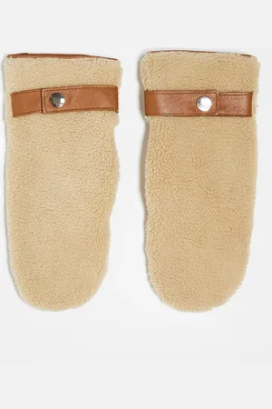 Bolongaro Faux sheepskin mittens in butterscotch