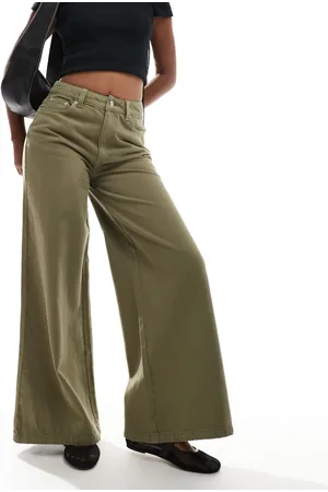 ASOS Wide leg jean in khaki - TAN