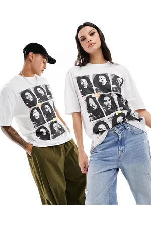 ASOS Unisex oversized license graphic tee in with Bob Marley prints