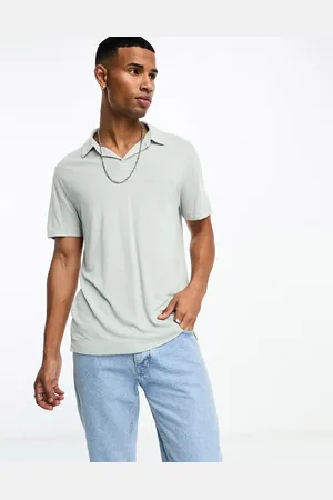 Abercrombie & Fitch Linen polo shirt in green/