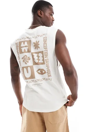 JACK & JONES Oversized exhibition back print vest in light