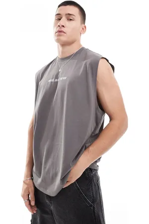 ASOS Oversized vest in grey with text chest print