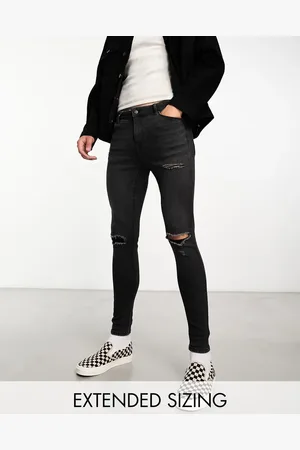 ASOS Spray on jeans with power stretch and rips in washed