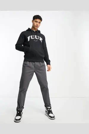 French Connection FCUK varsity logo hoodie in & white