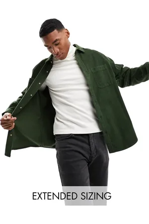 ASOS 90 oversized raglan sleeve cord shirt in dark