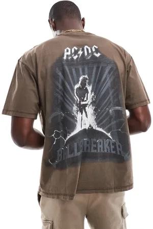 Pull&Bear ACDC back printed t-shirt in washed