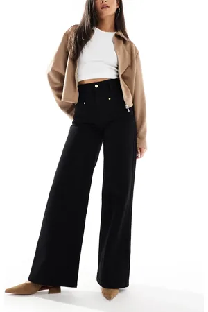 ASOS Clean wide leg jeans with front pockets in