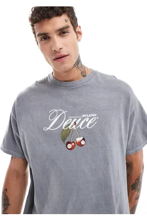 ASOS Relaxed t-shirt with cherry chest print in washed