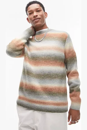 Topman Fluffy ombre jumper in brown