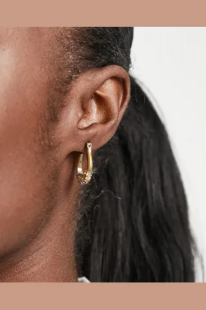 Reclaimed Inspired premium hoop earrings with jewel stones in 14k plate