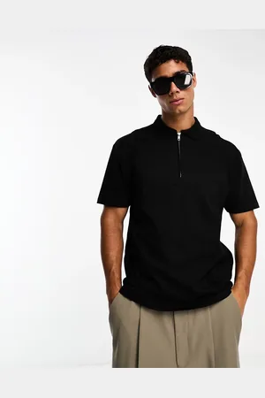 ASOS Relaxed fit polo with chest seam detail and zip neck in