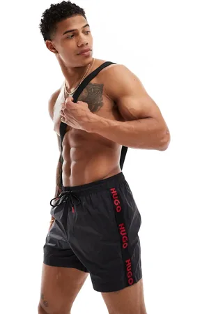 HUGO BOSS Hugo Fab red logo tape swim short in
