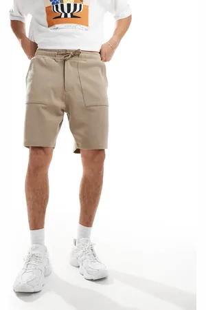 Threadbare Jersey pique shorts with elasticated waist in stone