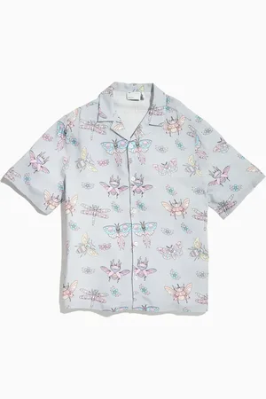 ASOS PRIDE genderless relaxed short sleeve revere shirt with print in