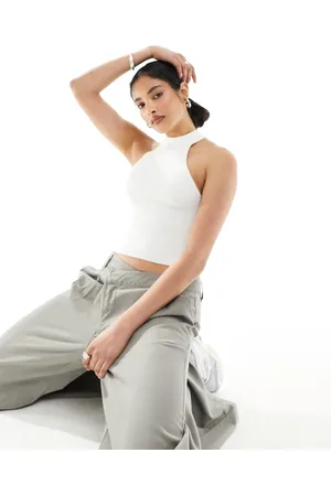 ASOS Knitted tank top with high halter neck in