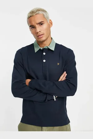 Farah Ward long sleeve cotton rugby shirt in