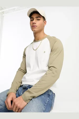 French Connection Raglan long sleeve top in & light khaki