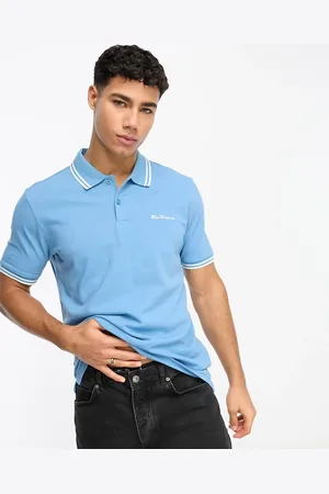 Ben Sherman Twin tipped polo jersey top in light blue
