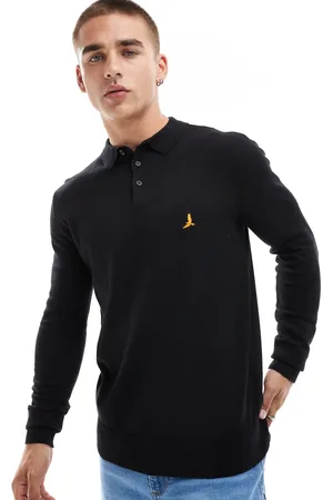 Brave Soul Long sleeve logo embroidered polo shirt in