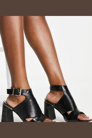 River Island Wide Fit heeled square toe sandal in