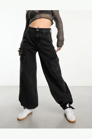 ONLY High waisted cargo jeans in washed