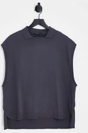 ASOS Oversized sleeveless polo with step hem in washed