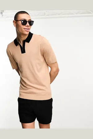 River Island Short sleeve contrast collar polo in