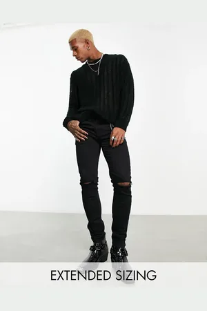 ASOS No fade skinny jeans with knee rips