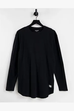 JACK & JONES Essentials cotton long sleeve top with curve hem in