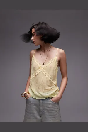 Topshop Lace mix cami in lemon