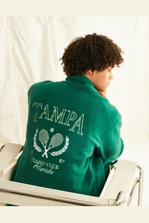 ASOS 90s oversized polar fleece shacket in with back embroidery - DGREEN