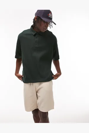 Topman Oversized fit polo with vertical knit texture in