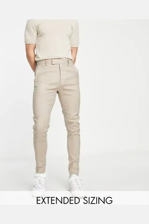 ASOS Linen mix super skinny smart trousers in stone