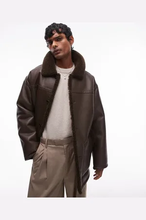 Topman Faux shearling jacket with shearling collar in
