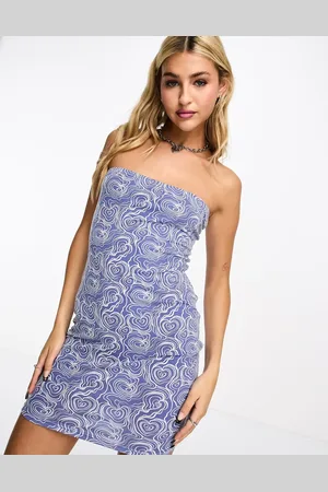 Heartbreak Bandeau jersey mini dress in swirl print