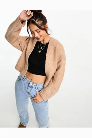 ASOS Boxy edge to edge cardigan in camel