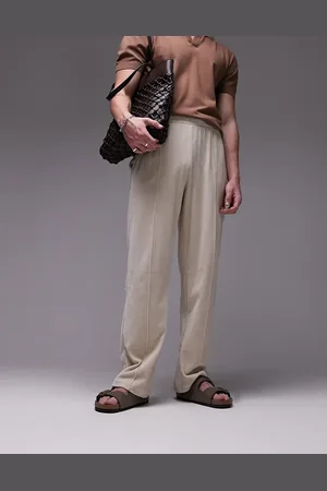Topman Straight velour pintuck jogger in stone