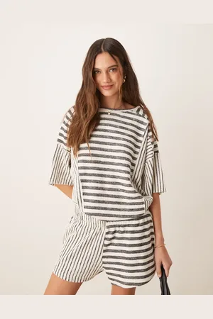 ASOS Oversized boxy t-shirt in textured mixed stripe