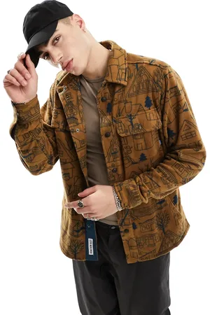 Kavu Oh chute long sleeve lined overshirt in with all over print
