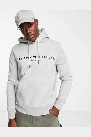 Tommy Hilfiger Embroidered flag logo hoodie in marl