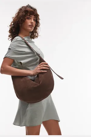 ARKET Suede curved slouchy shoulder bag in chocolate