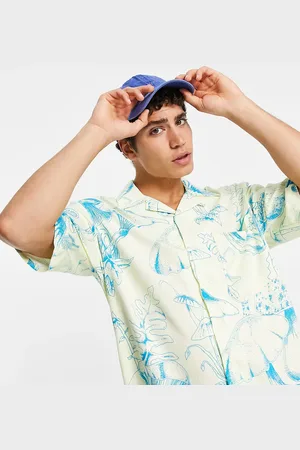 Only & Sons Oversized revere collar shirt with mushroom print in