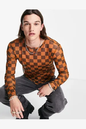 2-Minds Sheer mesh t-shirt in and orange check
