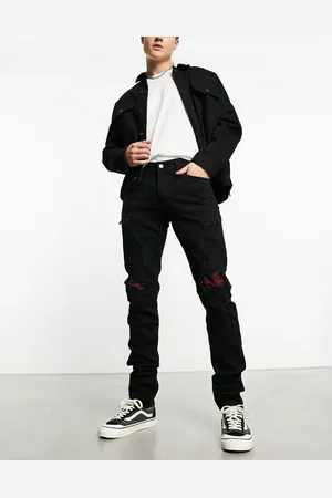 Hollister Stacked skinny fit check repair jeans in