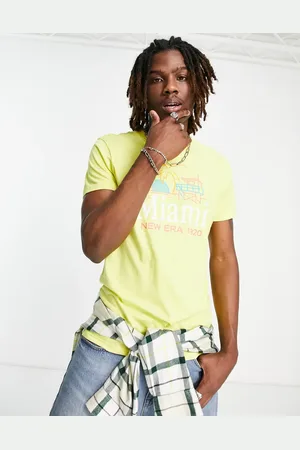 New Era Miami print t-shirt in yellow