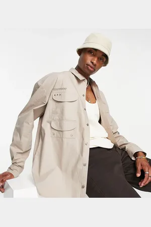 COLLUSION Long sleeve shirt with pockets in stone