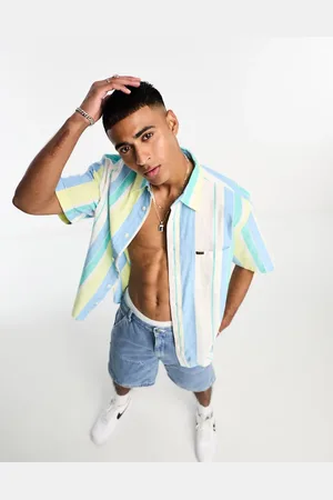 Lee Short sve bold stripe loose fit oxford shirt in