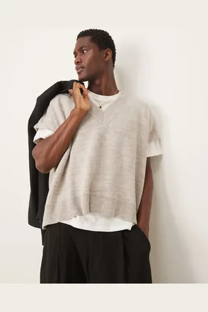 ASOS Knitted extreme oversized cropped tank in beige